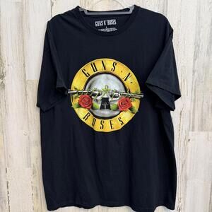 Guns N Roses Men's Large Black Band Tee Graphic Concert Rock T Shirt